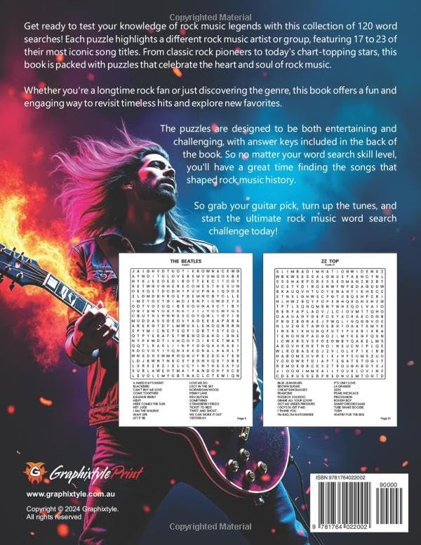 The Greatest Hits Word Search Collection - Rock Music (Large Print Edition) - Image 2